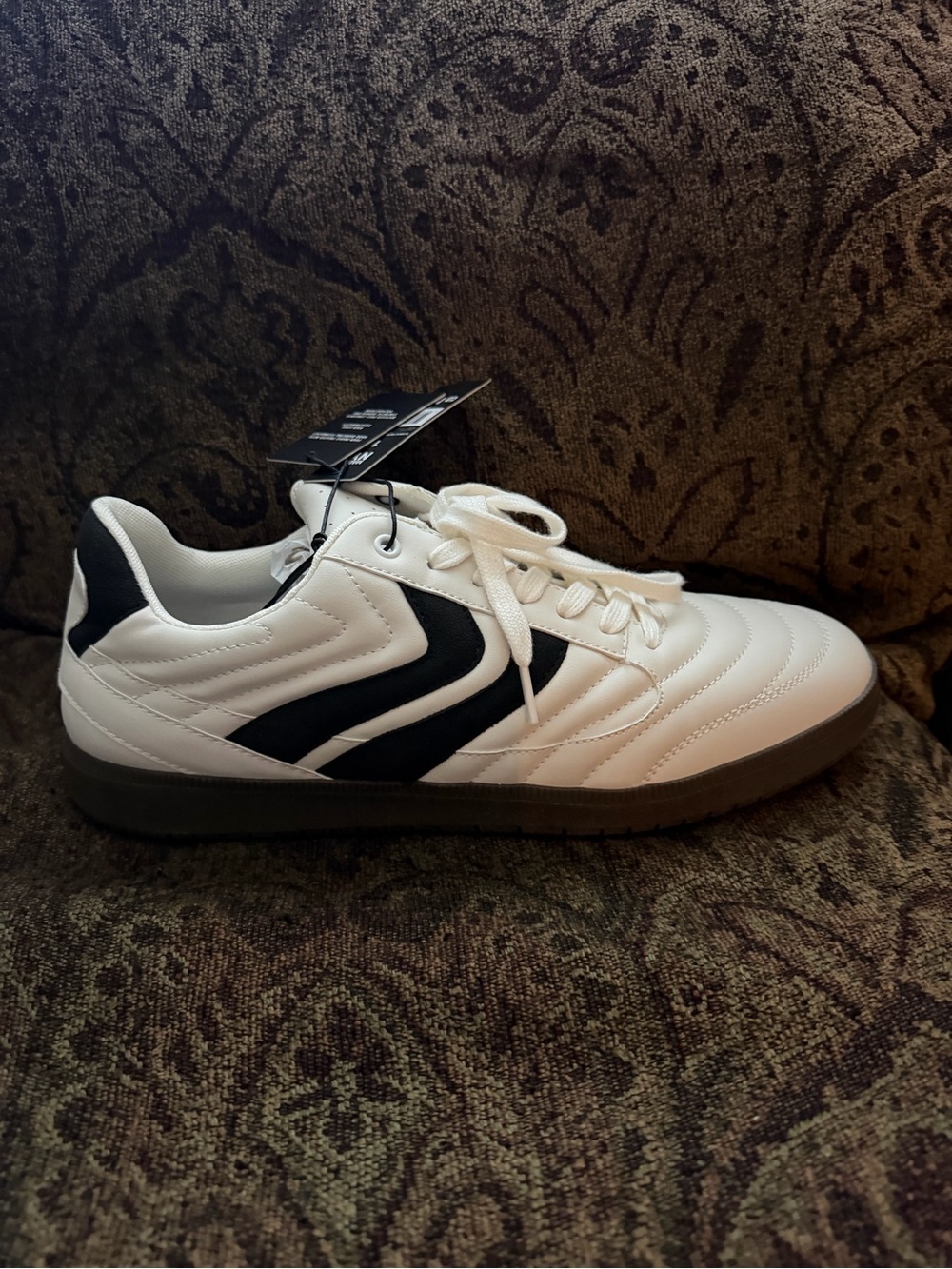 Men's White Sneakers with Black Accent Stripes